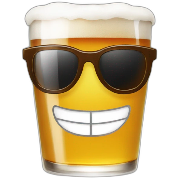 Une bière avec des lunettes de soleil emoji