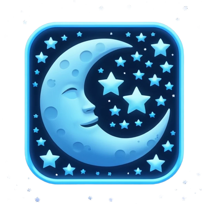 A square that reads "4 AM TYPING HAS ARRIVED" with a moon and stars behind it and glowing blue gradient text emoji