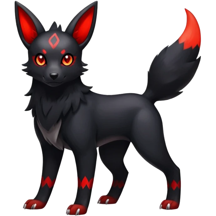 Shiny Exotic Excessive Mysterious Umbreon-Houndour-Poochyena-Pokémon-Fakémon-hybrid-creature (full body) emoji