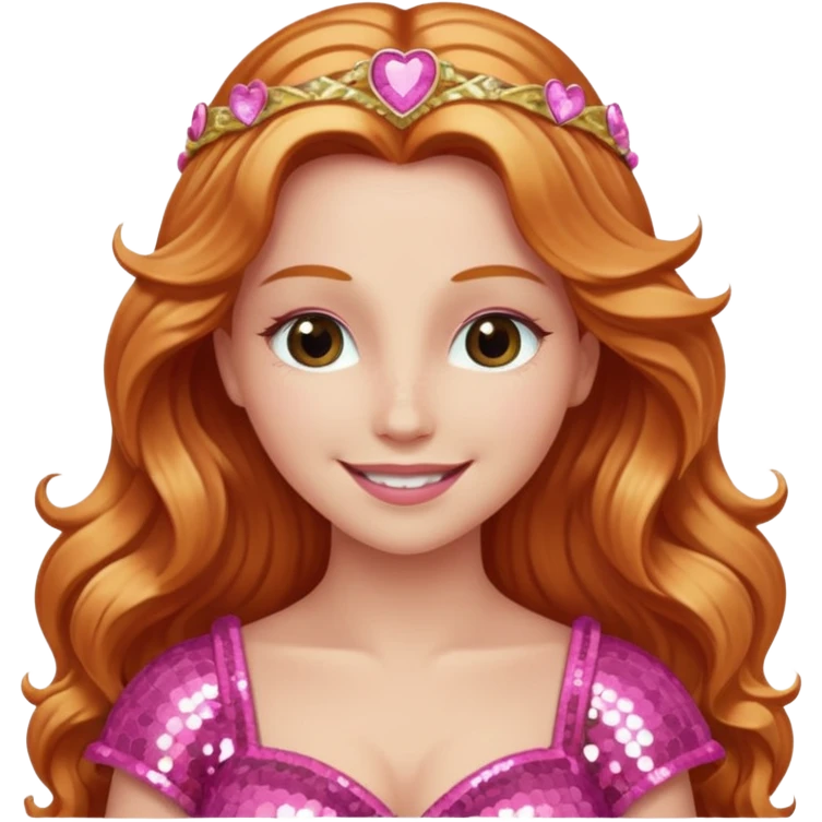 Venus, Goddess of Love from Gods and Goddesses with long reddish blonde hair, pink sequin outfit emoji