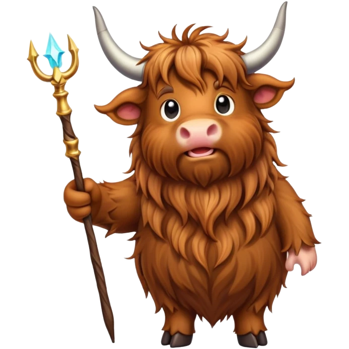 Highland cow with magic wand emoji