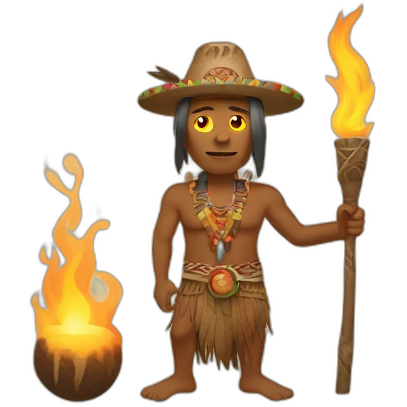 Aboriginal shaman with a torch in his hand emoji