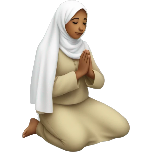 A Muslim girl praying on a praying mat  emoji