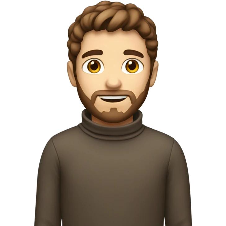 Boy developer with brown hair and beard in turtleneck sweater emoji