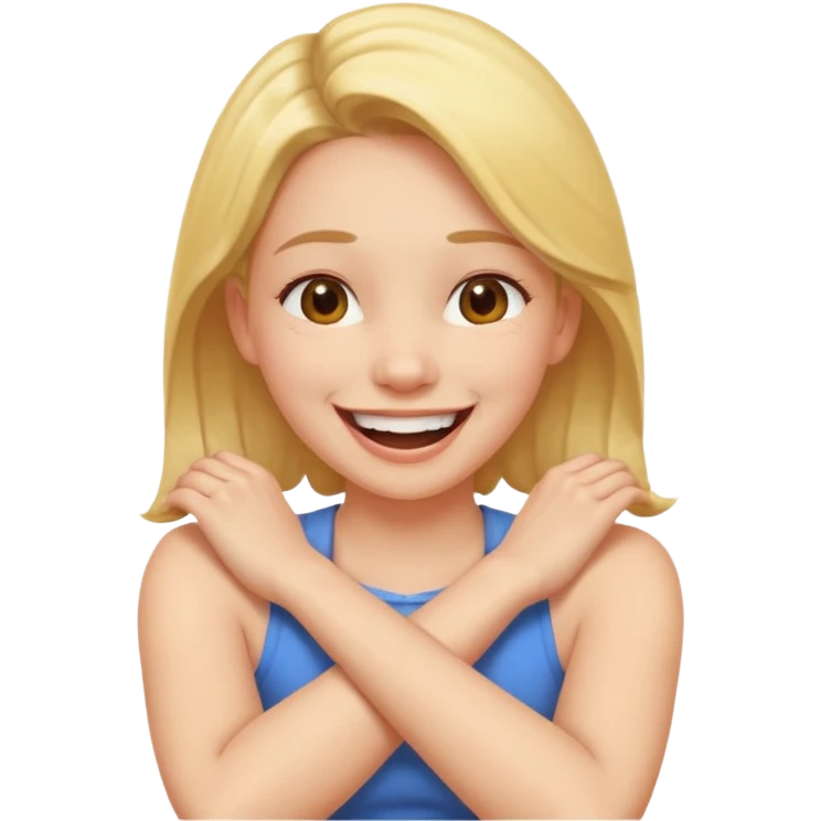 arms crossed holding neck laughing girl emoji