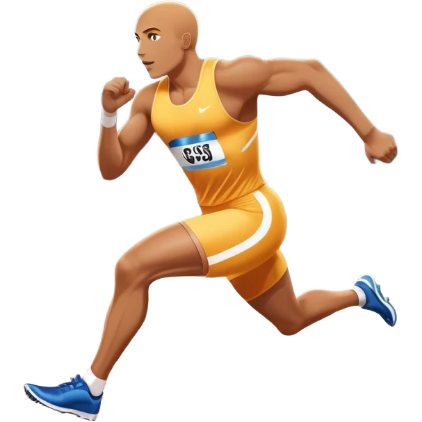 An icon featuring The background showcases a vibrant stadium with cheering fans, bright lights, and a clear sky. an athlete sprinting on a track, with powerful strides and determination. The athlete's motion is dynamic, emphasizing speed and competition. emoji