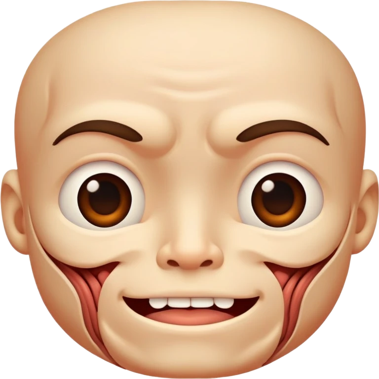 cute face with outer layer of skin removed showing detailed muscle textures and tissue, friendly and non-scary emoji