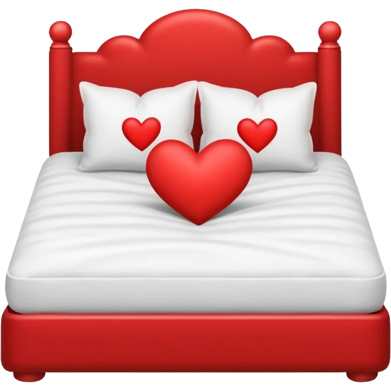 white bed with heart emoji