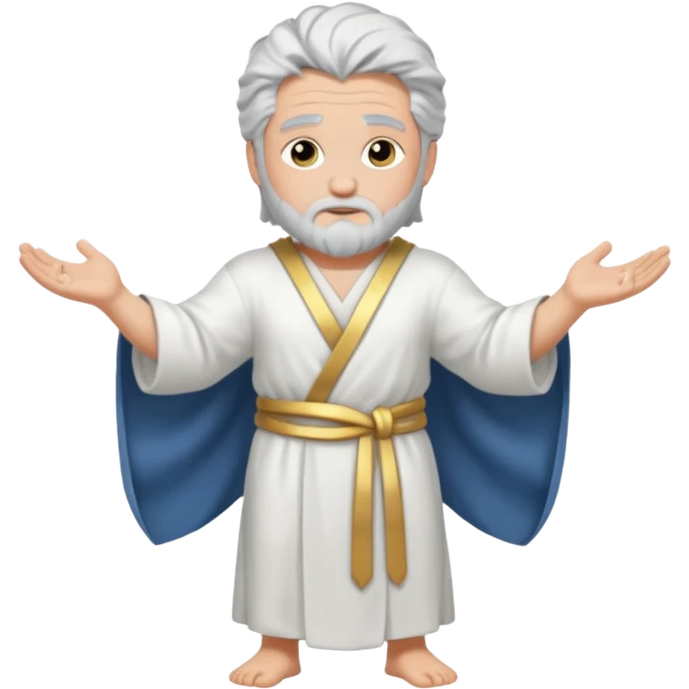 fullbody silverhair god ZEUS, white robe over shoulder, armsdown emoji