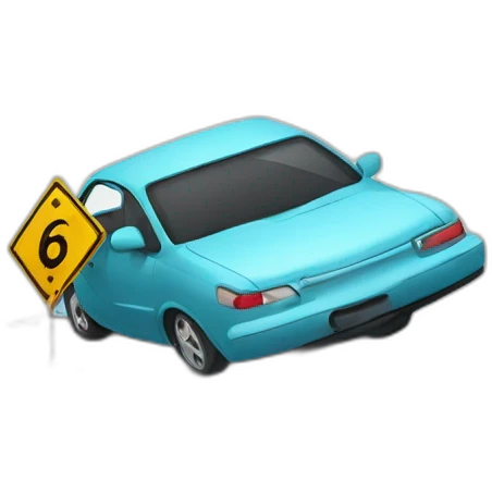 overturned car. Road sign emoji