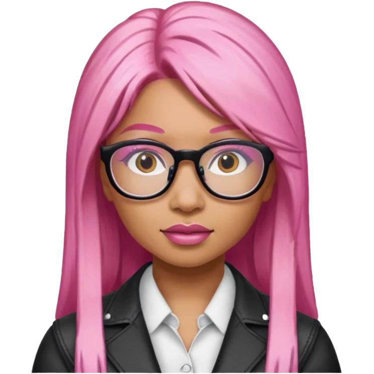 Rapper Nicki Minaj pink hair wear glasses emoji
