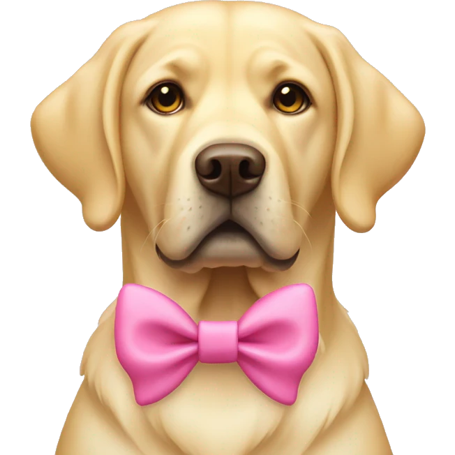 Yellow labrador with pink bow emoji