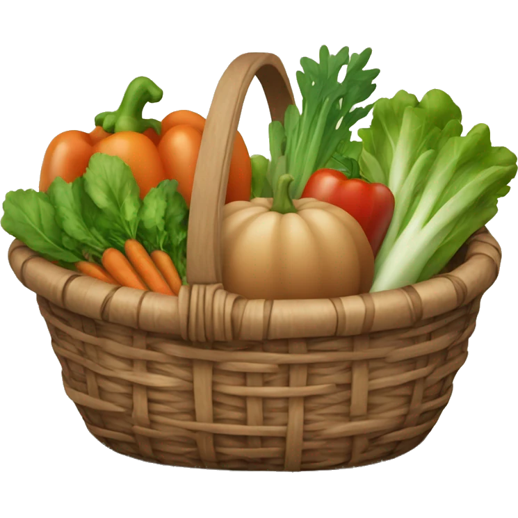 Brown basket with garden vegetables  emoji