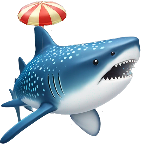 whale shark with a propeller hat on and a lollypop emoji