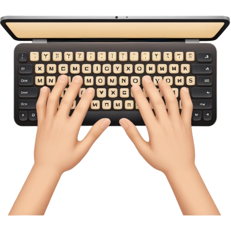 two hands typing on a keyboard, manual review emoji