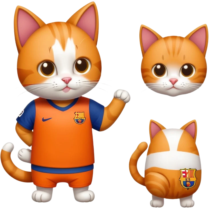 A cat with a fc barcelona shirt emoji