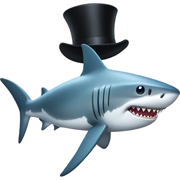 Shark with a top hat emoji