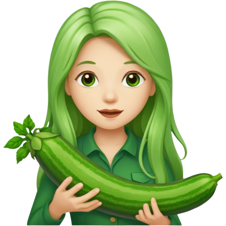 peppermint with long hair carrying a zucchini emoji