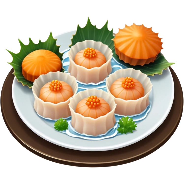 Plate of scallop sashimi and sea urchin  emoji
