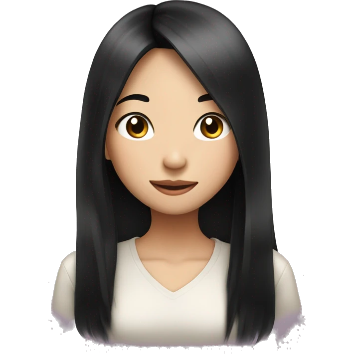 Long black hair asian girl winks emoji
