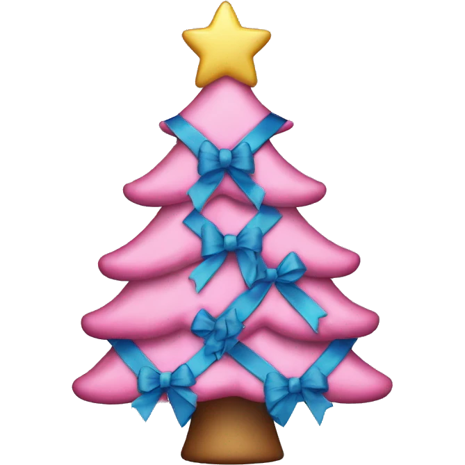 Pink Christmas tree with blue bows  emoji