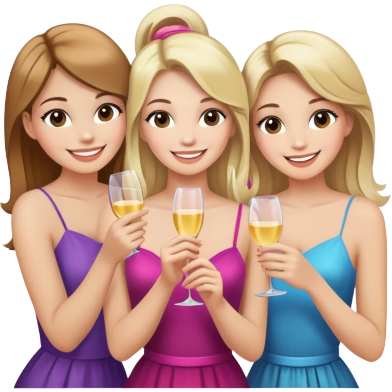 4 white girlfriends (3 blondish hair 1 brown) getting ready for a party emoji