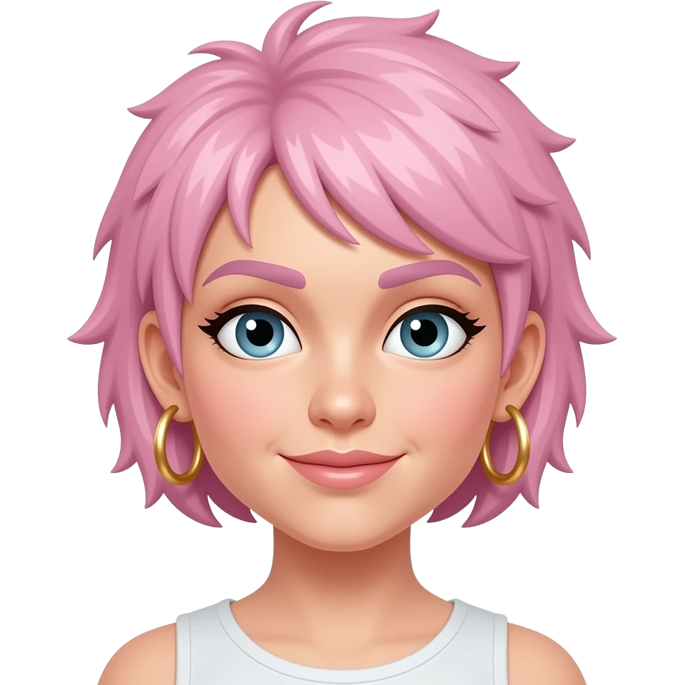 light pink very short very spiky haired woman, with big hoop earrings emoji