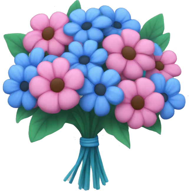 Blue and pink bouquet of flowers emoji