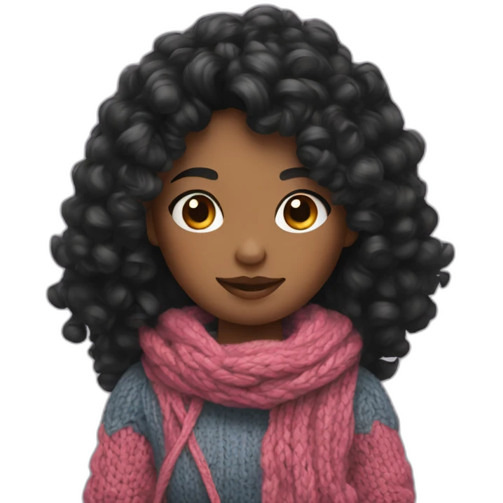 girl with curly mid black hair knitting emoji
