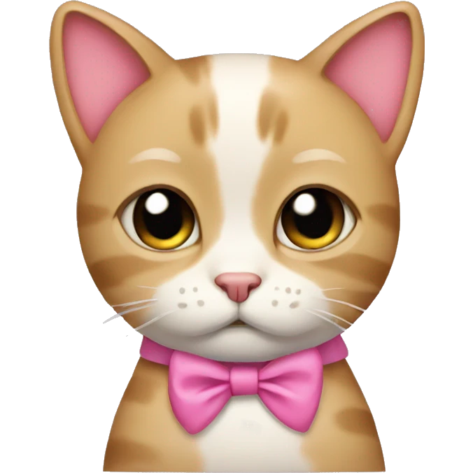 Sad cat with pink bow emoji
