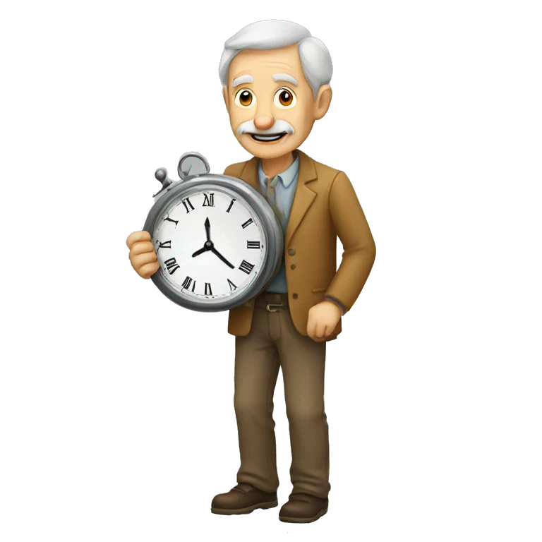 OLD MAN HOLDING CLOCK emoji