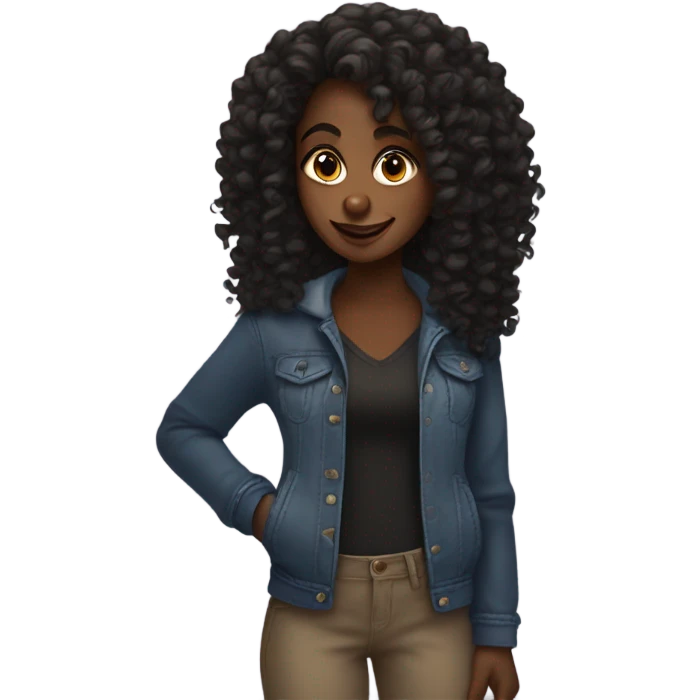 Black girl with long curly hair with an “I don’t care” mood emoji