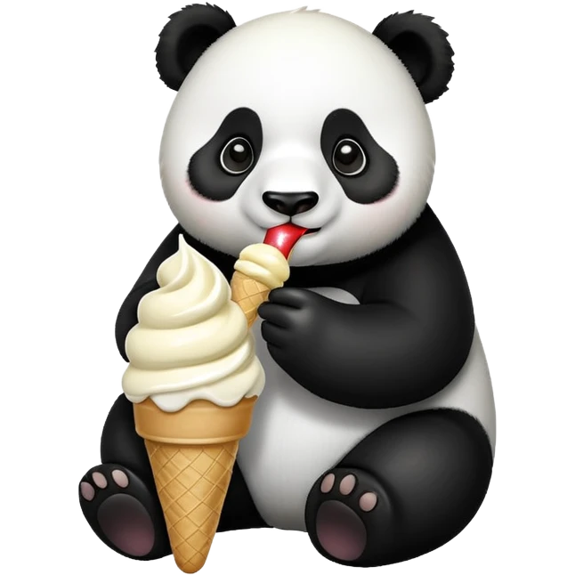 Panda eating ice cream emoji
