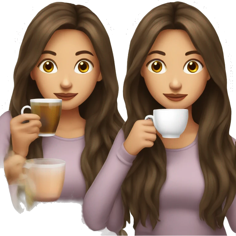 brunette long hair sipping tea emoji