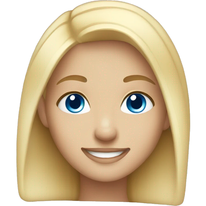 Blonde girl with blue eyes smiling emoji
