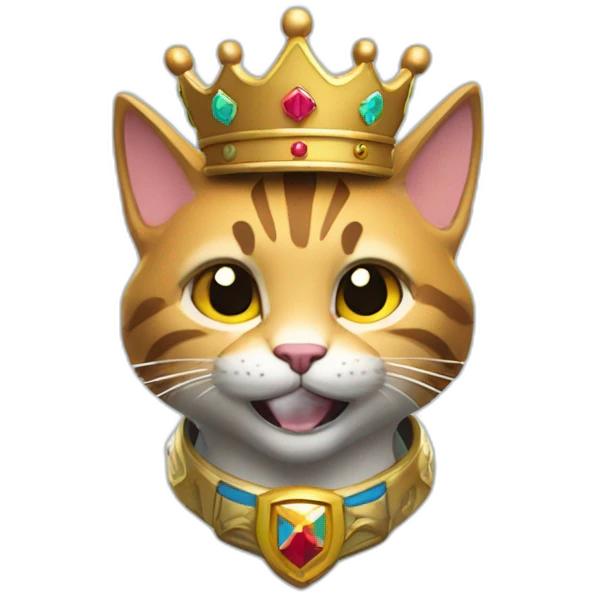 Un chat avec une couronne de victoire fortnite emoji