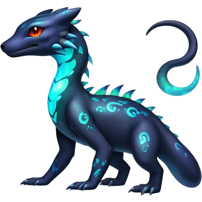 Colorful Iridescent Exotic Nebulae Salandit-Amaura-Umbreon-Fakémon-hybrid-creature (full body)  emoji