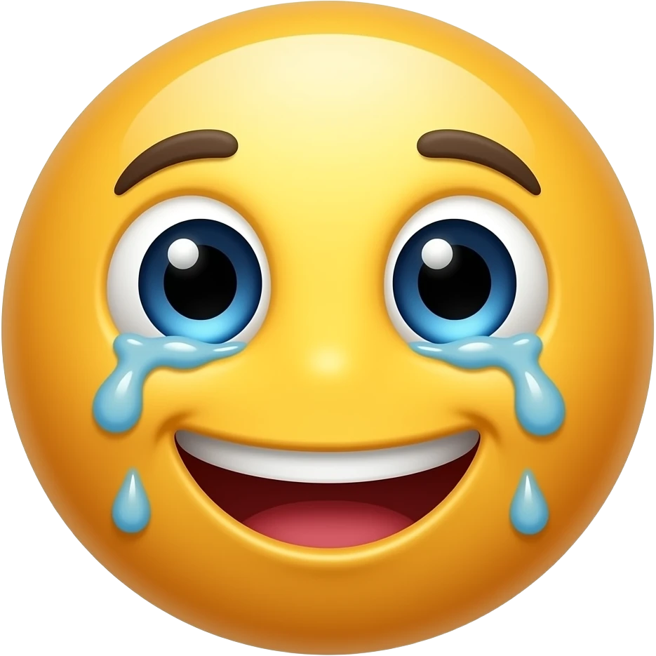 A happy crying face emoji