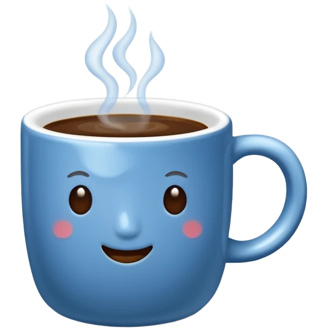 visibly steaming plain blue mug of coffee emoji