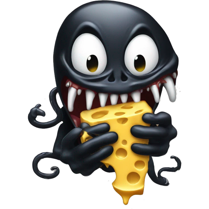 Venom with gold and drippy cheese in his hands emoji