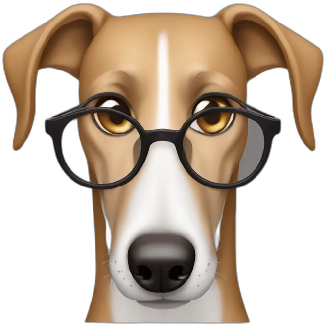 Brown Greyhound with man blue eyes and light blonde Brown Hair and glasses in Brown color emoji