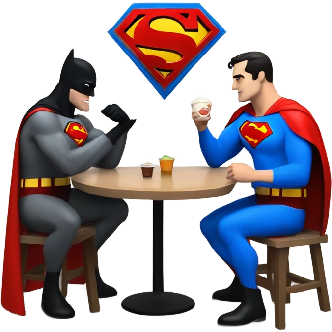 Superman and Batman at a cafe emoji