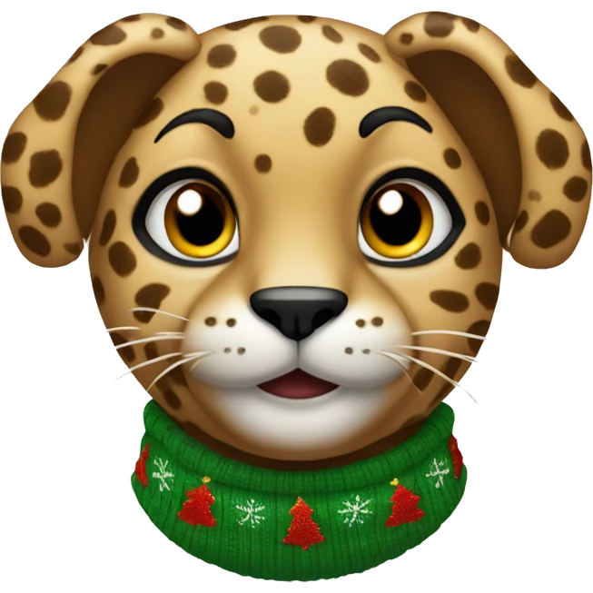 leapoard wearing a christmas sweater emoji