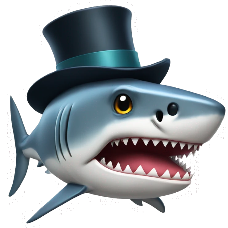 Shark with a top hat emoji