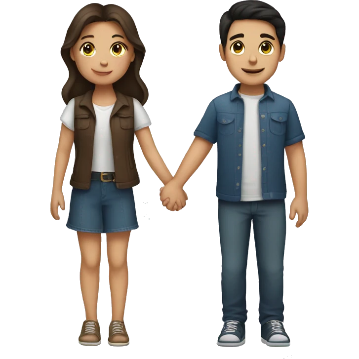 Brunette girl and boy holding hands  emoji