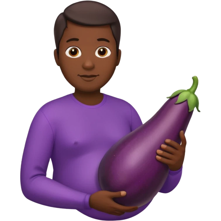 a pregnant man with eggplant emoji