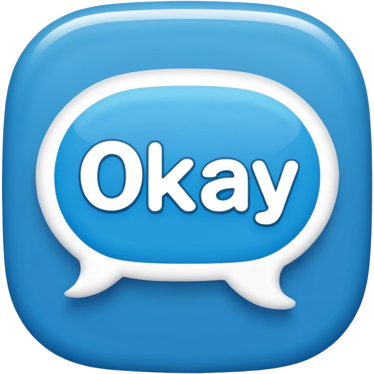 icon of the word 'okay' in a speech bubble, clean lines, flat design, outlined style emoji