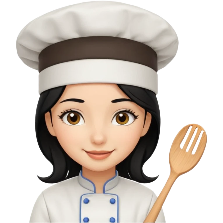 Create a cute girl, black hair, Middle Eastern with lashes  chef🧑‍🍳 emoji emoji