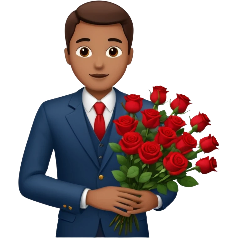 Un homme qui donne un bouquet de roses emoji
