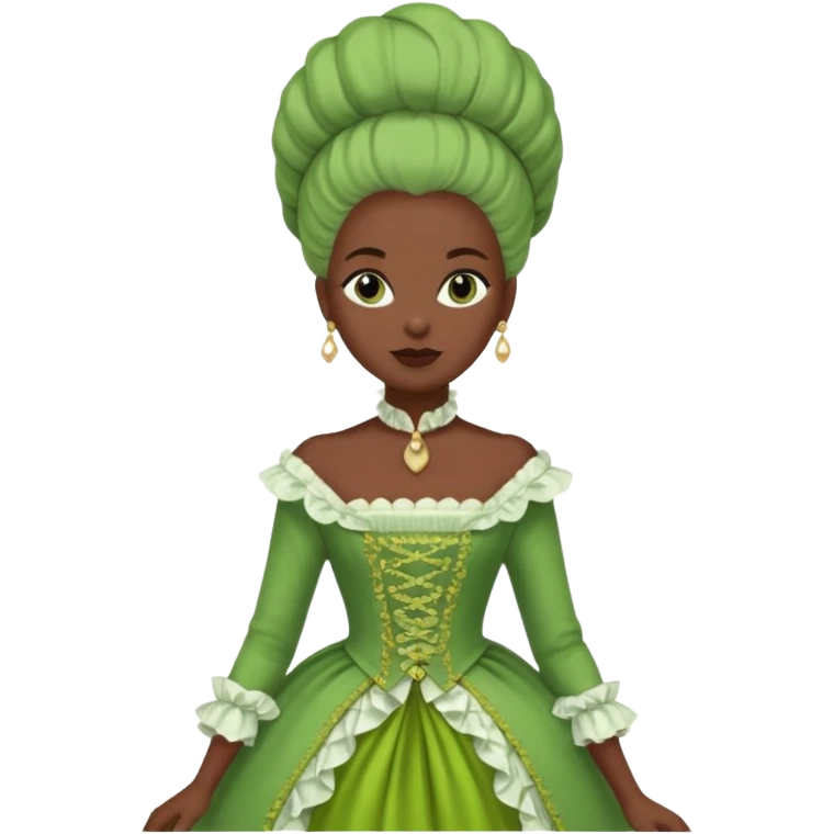 marie Antoinette fashion dark skinned woman green clothe emoji